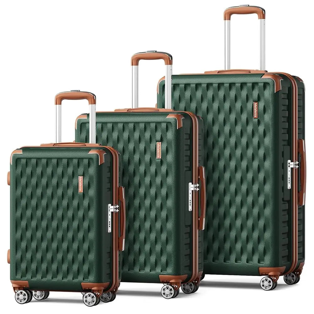 Melalenia 3-Piece Travel Luggage Set, Lightweight Durable Suitcase, TSA Lock, Spinner Wheels