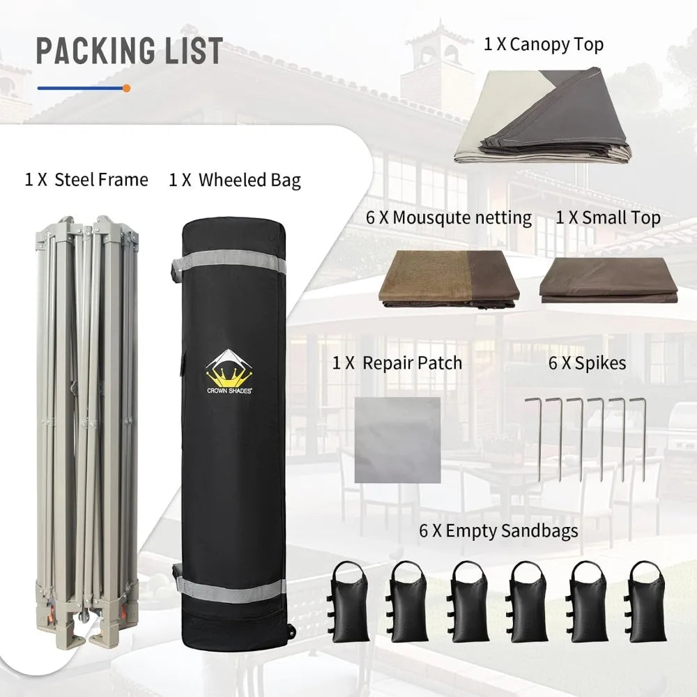 16x16 Pop up Gazebo with Mosquito Nettings, Patented Center Lock 6-Sided Portable Gazebo, 300D Silver-Coated Fabric UV Resistan