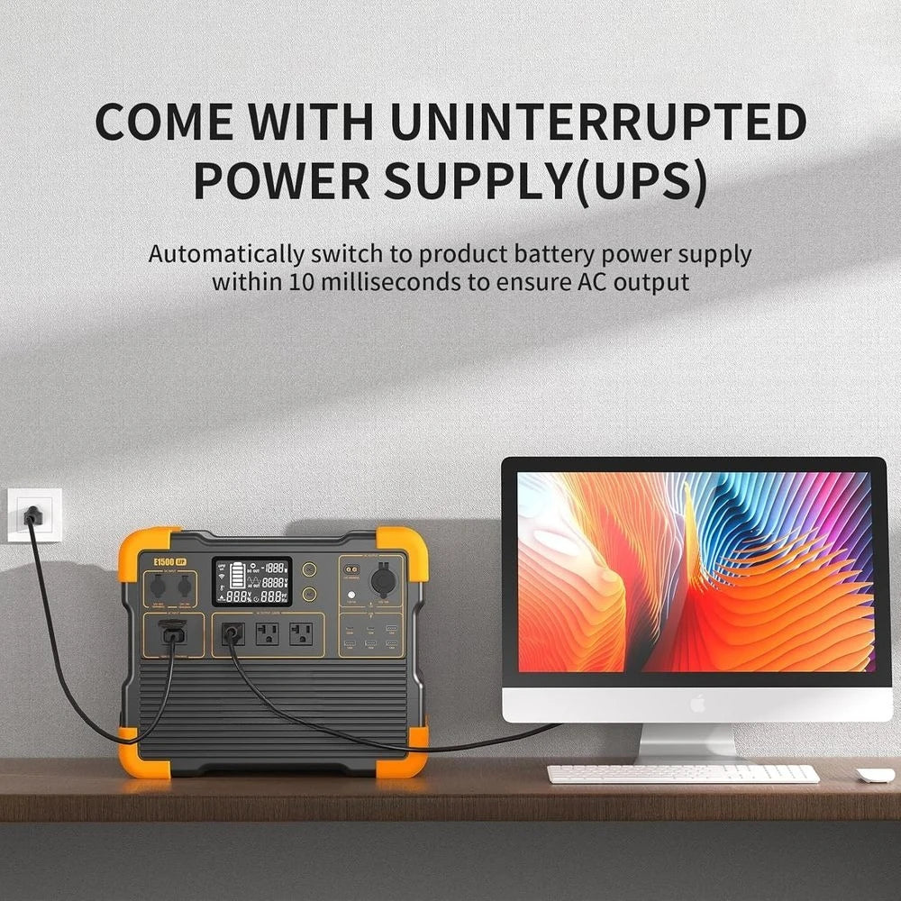 E1500LFP 2200W Solar Generator with 200W Panel Included Portable Power Station with 200W Solar Panel