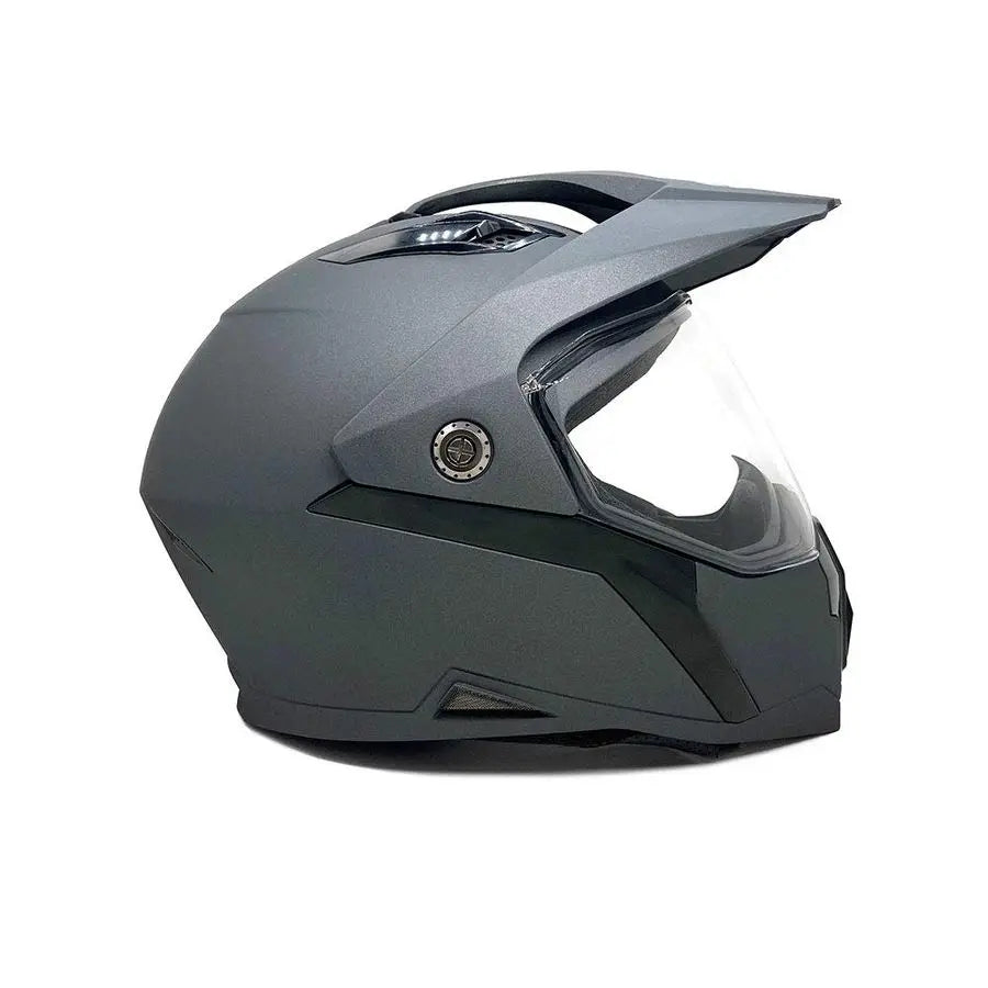 Dual Sport Off Road Motorcycle Full Face Helmet Dirt Bike ATV FlipUp Visor Model 23 Gray, Small