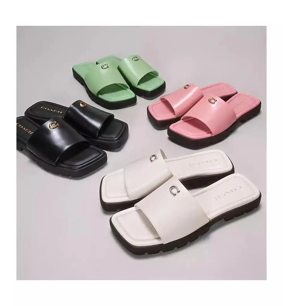 COACH | Florence "C" Logo Lug-Sole Slide-On Sandals