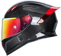 Carbon Fiber Full Face Motorcycle Helmets with Spoiler Sport Touring Street Motorcycle Helmet Bluetooth Ready Speaker Pockets