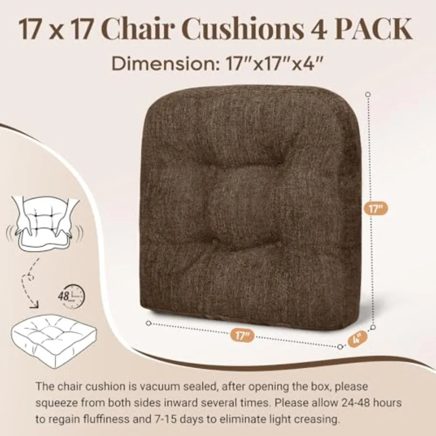 Chair Cushions for Dining Chairs Non-Slip Chair Pads Thick Seat Cushions for Dining Room Chairs Kitchen Chair Cushions Set of 4