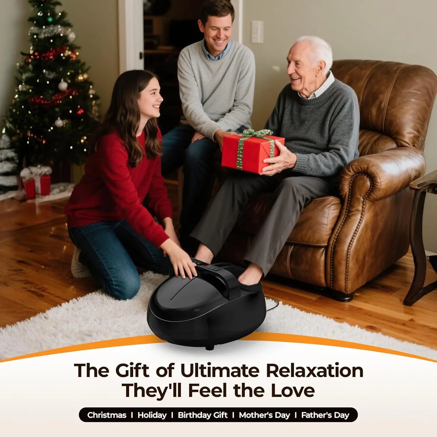 Foot Massager Shiatsu Kneading Machine with 9 Levels 5 Modes Deep Tissue Relax Heat Air Compression Full Wrap Muscle Relax Spa