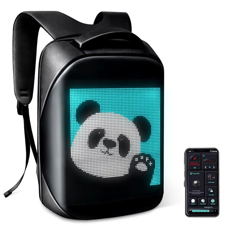 Backpack with Programmable Screen, App Control Led Laptop Backpack, Waterproof Led Bag, Travel, Motorcycle Backpack, Unique Gift