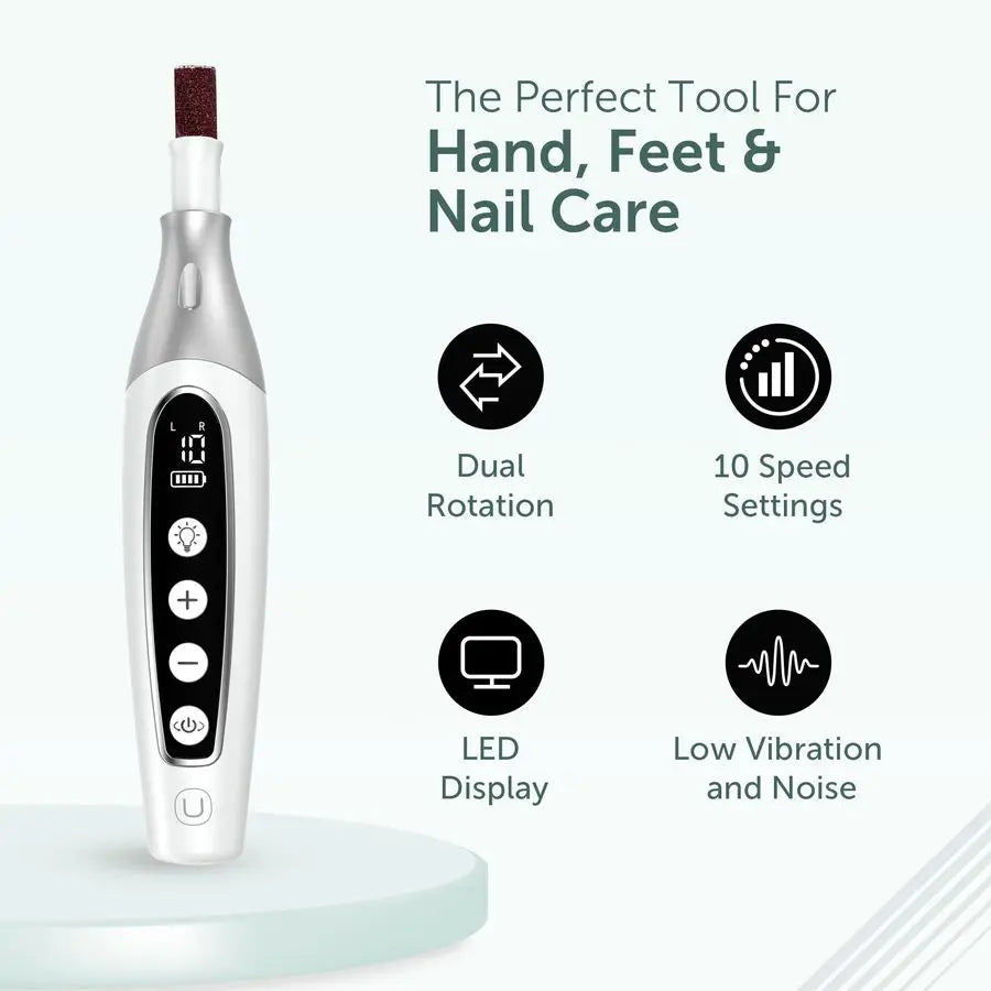 Pro Professional Manicure Pedicure Kit, Cordless Electric Nail File Drill Set, Thick Toenail Grinder, Toe Nail Dremel Tools, Fil