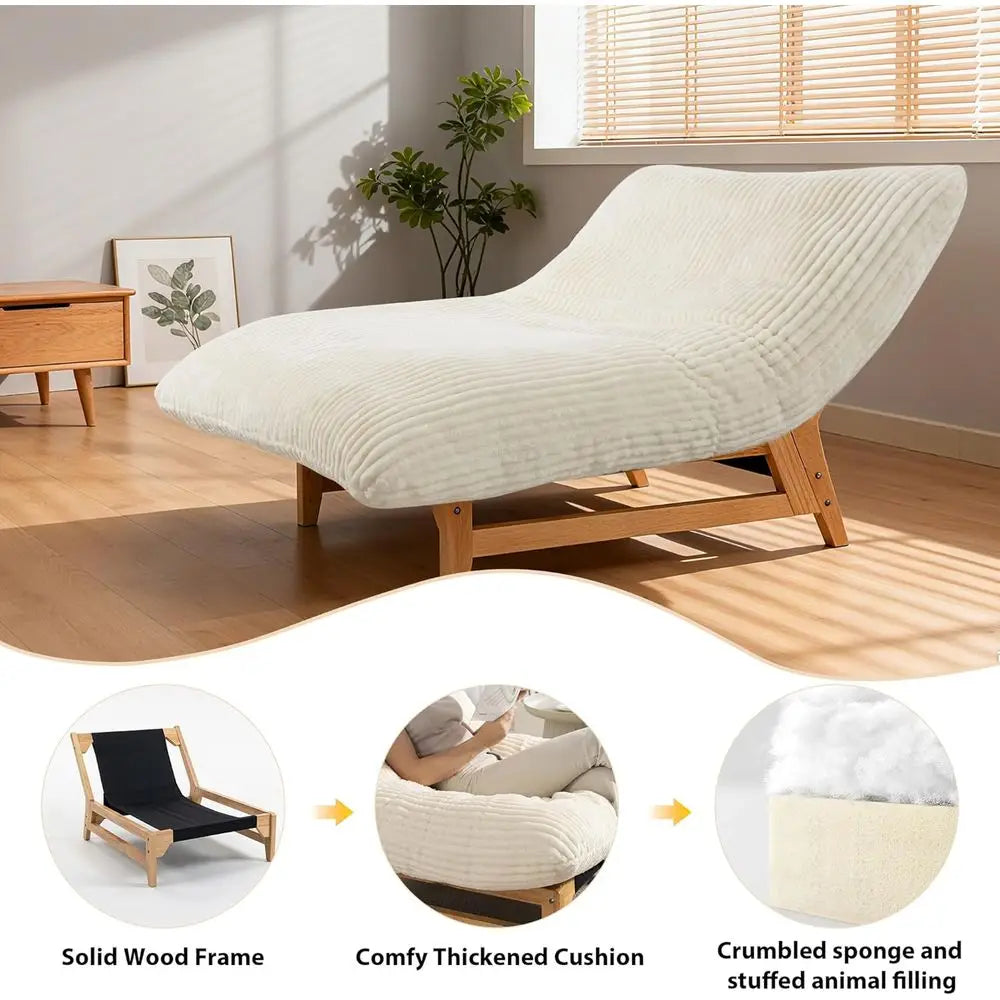 Jumbo Comfortable Accent Chairs, Plush Upholstered Armchairs, Cloud Lounger Sofa, Indoor Bean Bag Chair with Wooden Frame for Li