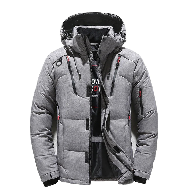 -20 Degree Down Jacket Male Winter Parkas Men White Duck Down Jacket Hooded Outdoor Thick Warm Padded Snow Coat Oversize M-4XL