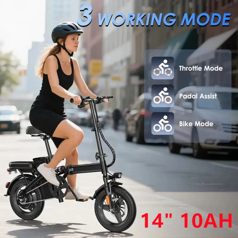 Adult Electric Motorcycles Bicycle 500W Peak Motor 30 Miles Range 48V 10Ah Battery Mini Folding Electric Bike