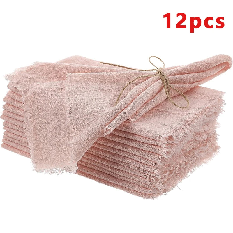 6/12pcs Vintage Rustic Napkins Retro Burr Soft and Absorbent Napkin Cloth Linen for Wedding Party Table Decorations 32x32cm