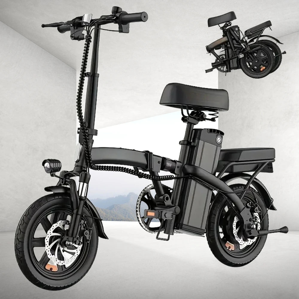 14" Folding Electric Motorcycles E Bike For Adults, 450W Peak Motor Ebike 19Mph 21Miles 48V 10.4AH Electric Mountain Bicycle