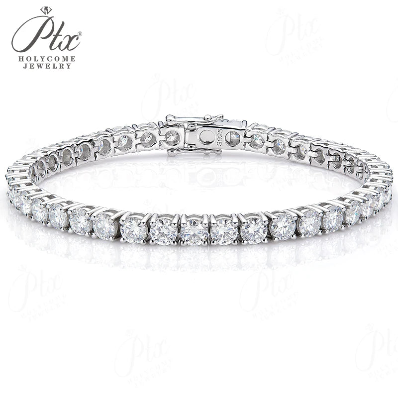 3/4/5/6.5mm Moissanite Tennis Bracelet Silver Color For Women Men Dazzling Crystal Hand Chain Wedding Gift Punk Fashion Jewelry