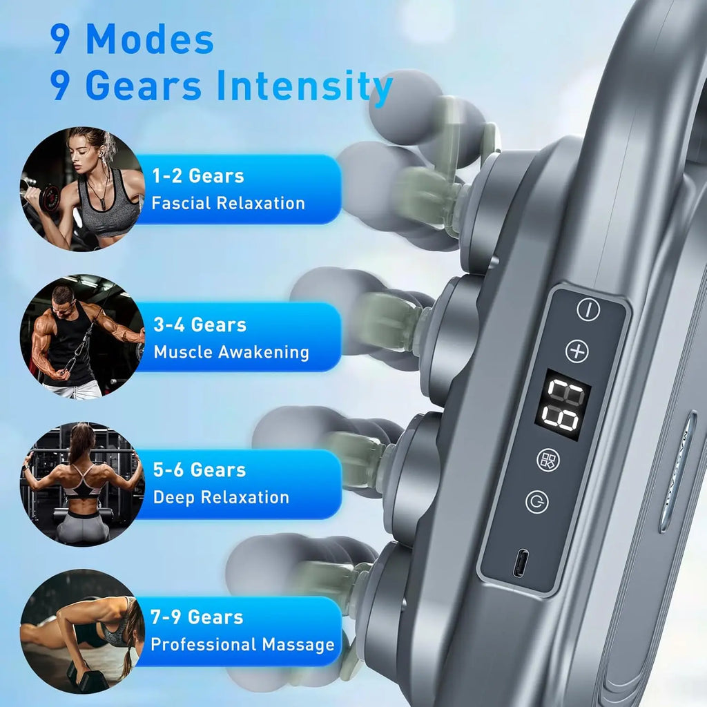 28-Head Deep Tissue Massage Gun, 9 Speeds Electric Percussion Muscle Relief for Athletes Neck Shoulder Pain, Gift for Men Women