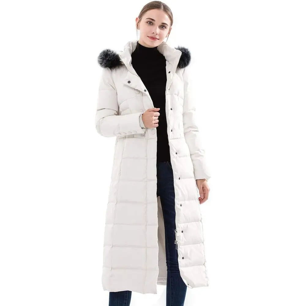 Women's Hooded Thickened Long Down Jacket Maxi Down Parka Puffer Coat