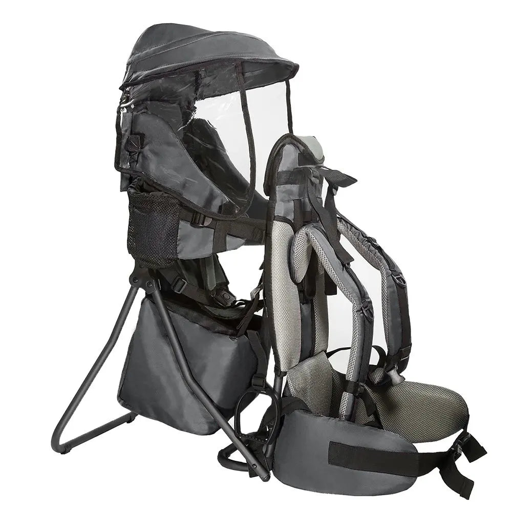 Baby Backpack Carrier, Grey, Toddler Hiking Backpack with Comfortable Seat, Adjustable Straps & Belt, Foldable Frame