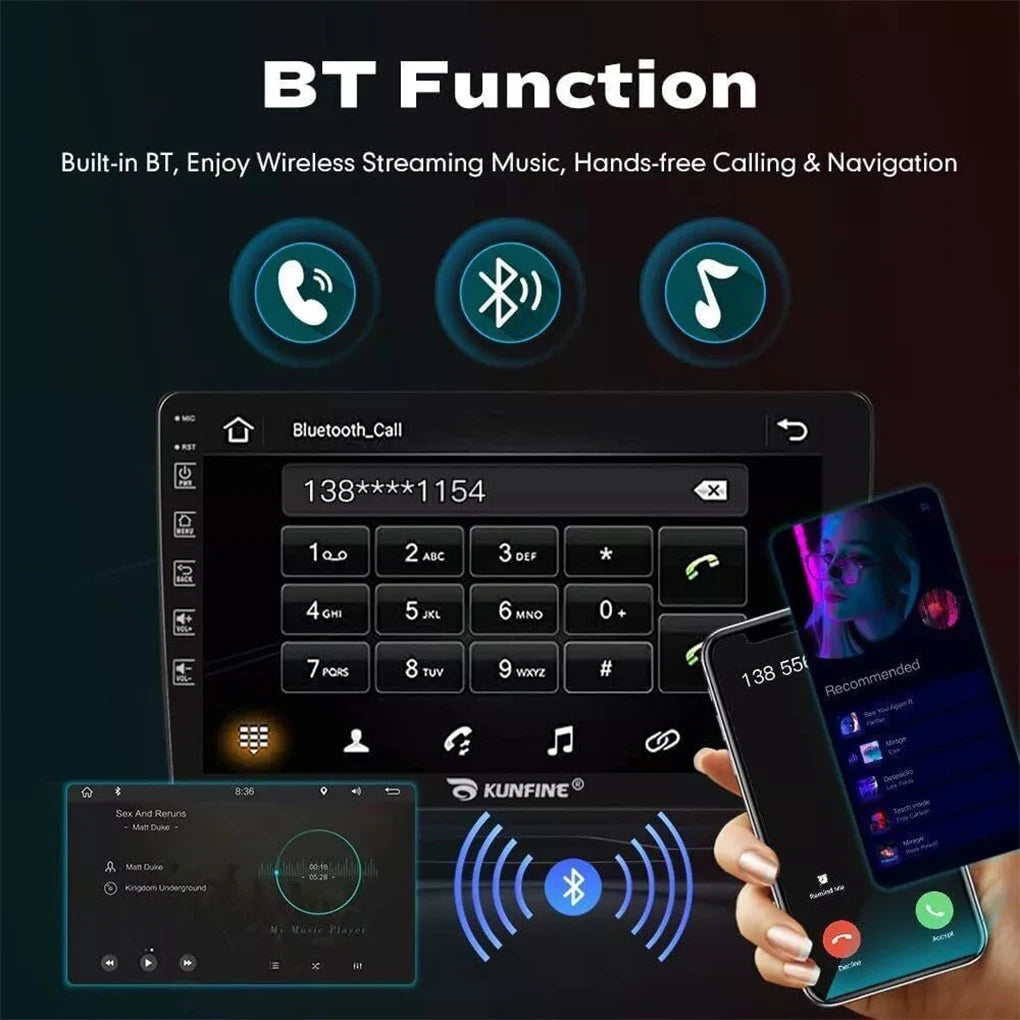 Bluetooth Car Radio With Sat Nav Control And Touchscreen Display Steering Wheel Control 1+32G