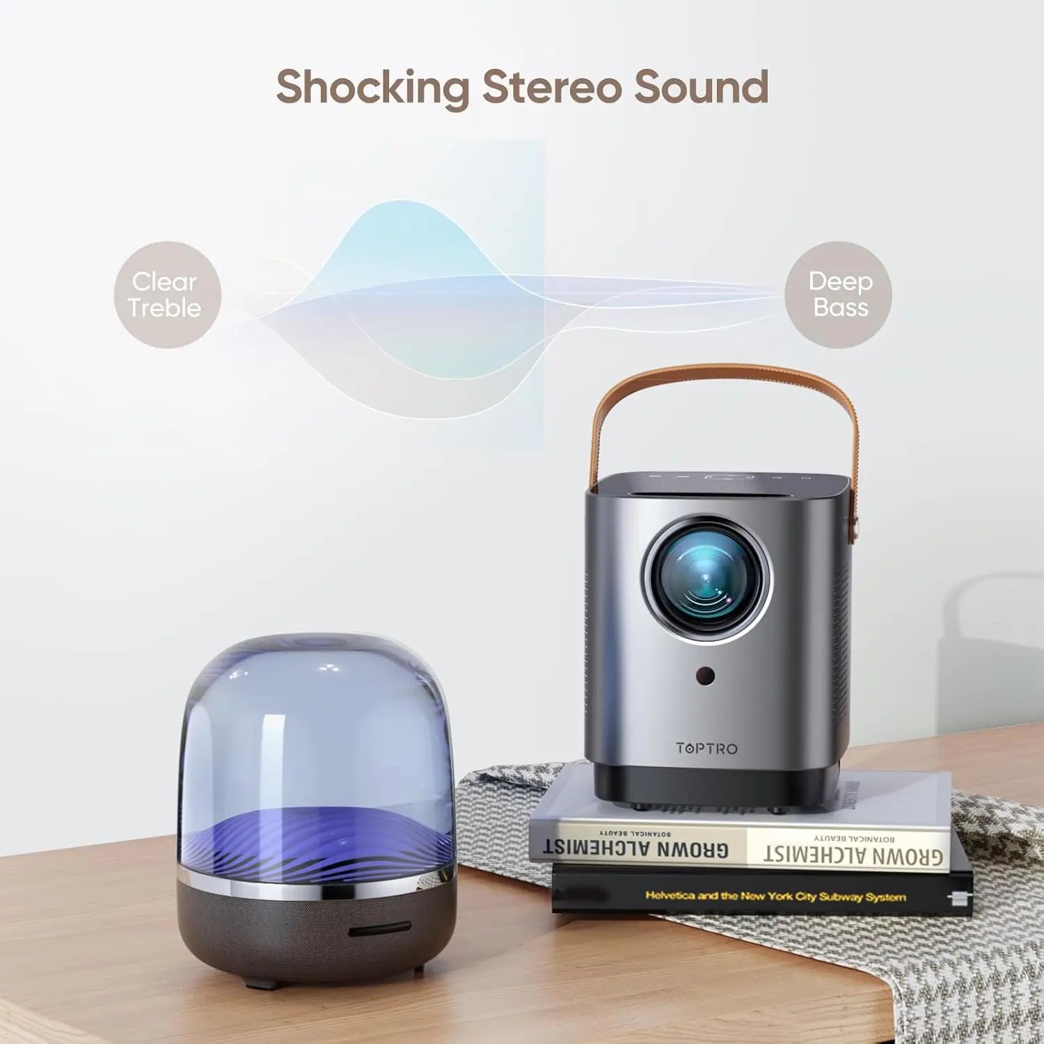 Portable Mini Projector with 5G WiFi, Bluetooth, Touch Screen, 1080P HD for Phone/TV Stick/HDMI