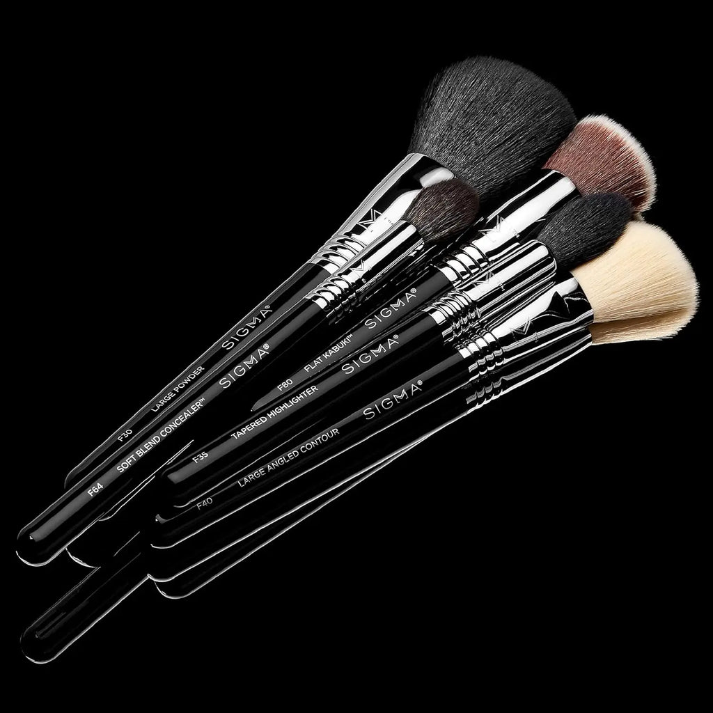 5-Piece Professional Makeup Brush Set for Full Face: Foundation, Concealer, Blush, Contour & Highlight
