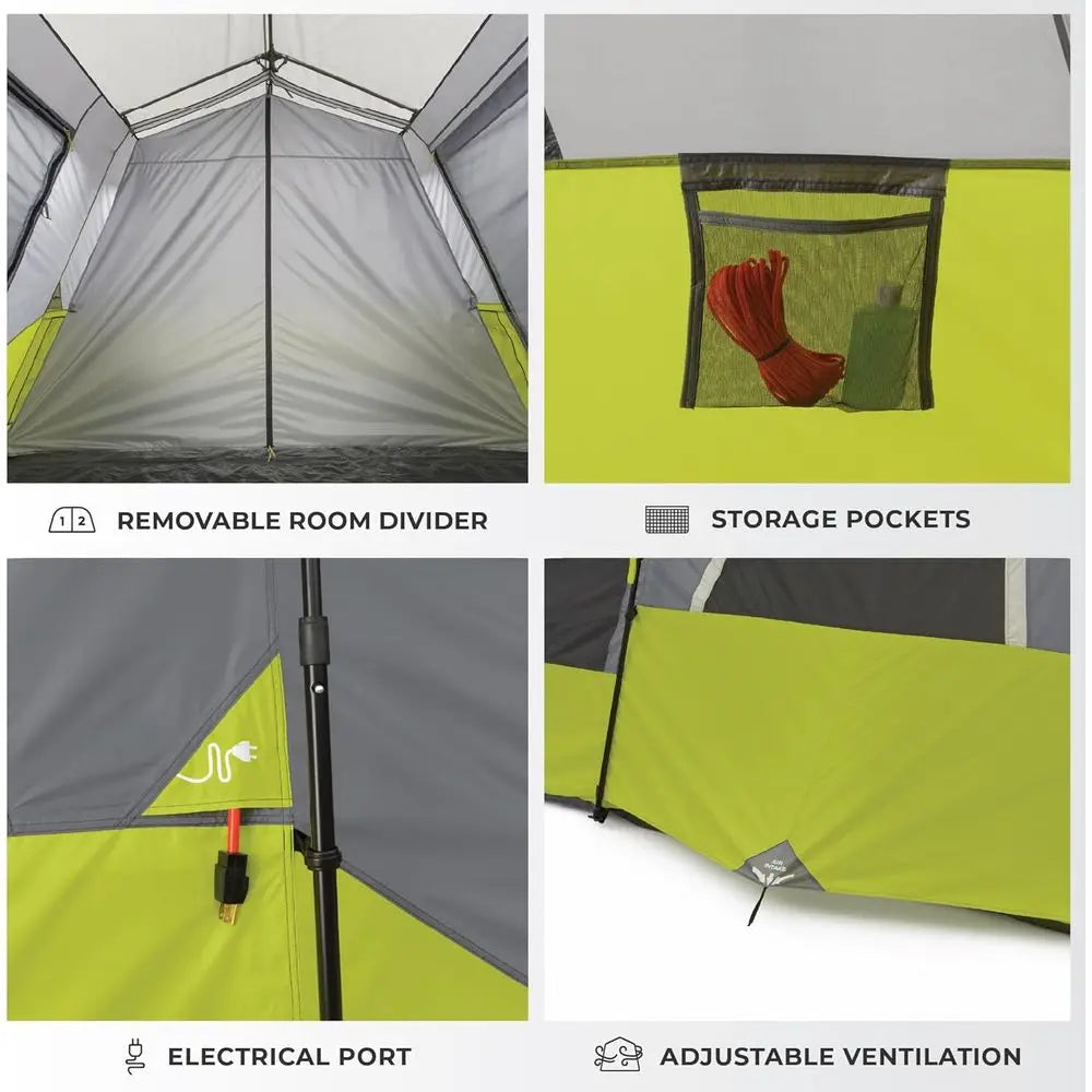 9-Person Green Instant Cabin Tent, 14 Feet by 9 Feet (Model 40008)