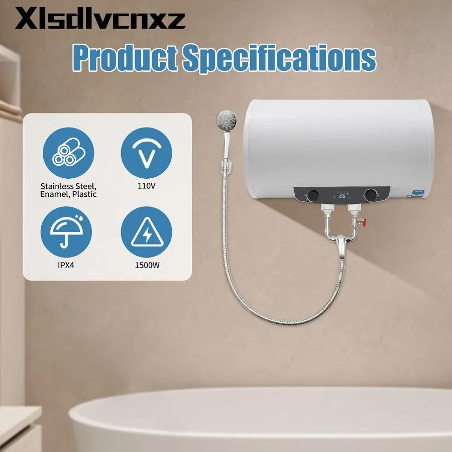 18.5 Gallon Electric Tank Water Heater 1500W Digital Display 110V Wall Mounted for Shower Kitchen Bathroom - Efficient Home Hot