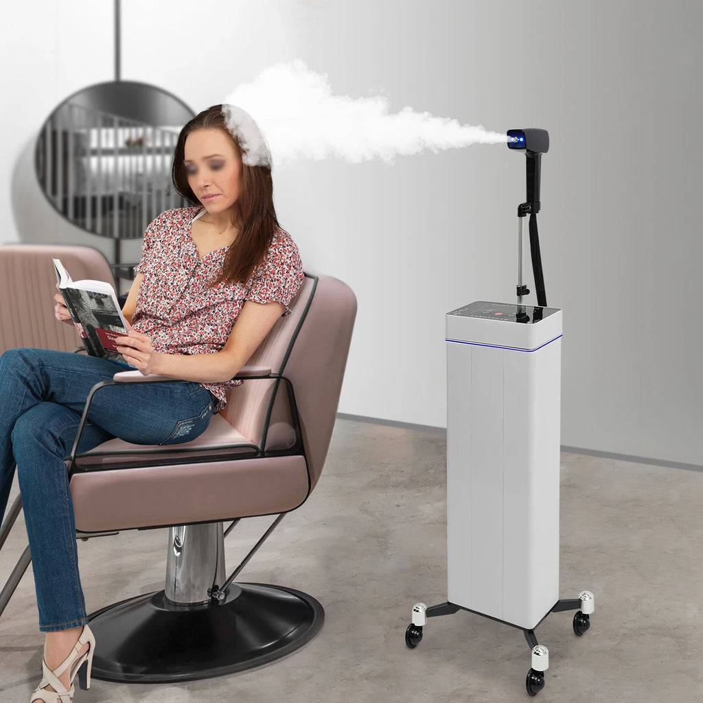 Standing Hair Steamer Machine with 10-Level Nano Mist & Timer, Salon Hair Steamer for Deep Conditioning, Color Treatment