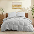 King Size Down Comforter All Season Ultra Soft Goose Down amp Feather Fiber Fill, Luxury Hotel Light Gray Duvet Insert with Corn