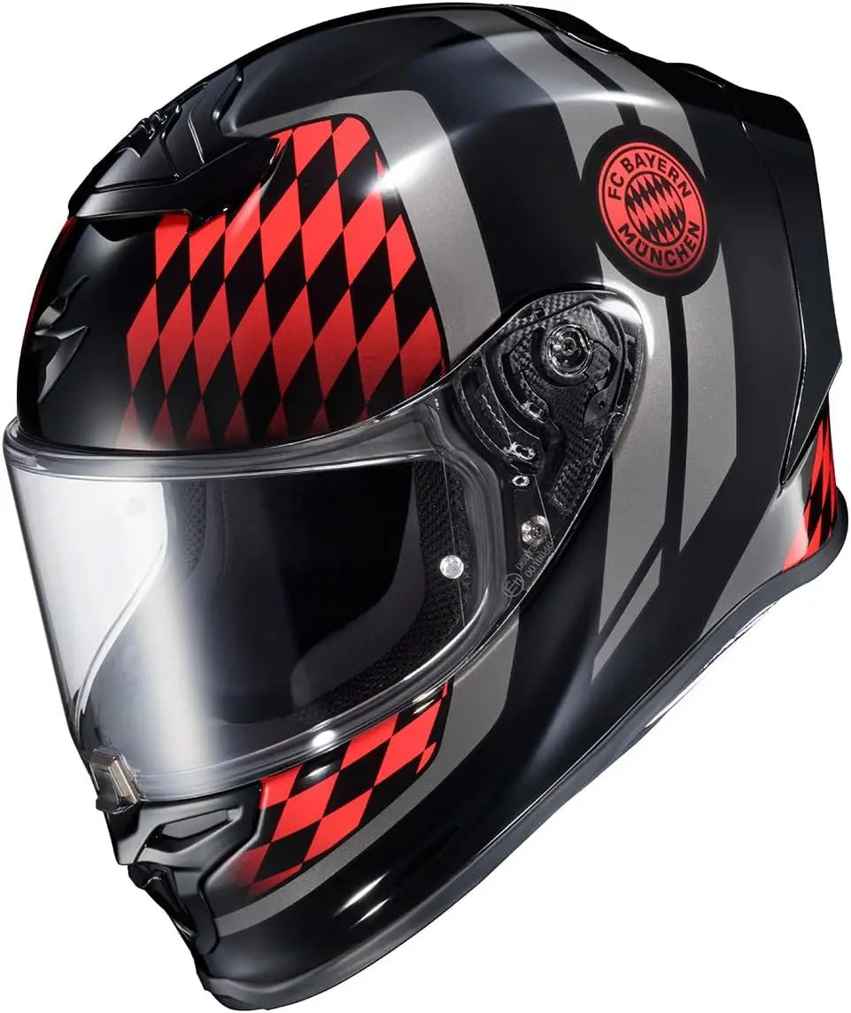 R1 Air Full Face Adult Motorcycle Helmet with Pinlock Ready Shield and Bluetooth Ready Speaker Pockets DOT ECE FC Bayern Munchin