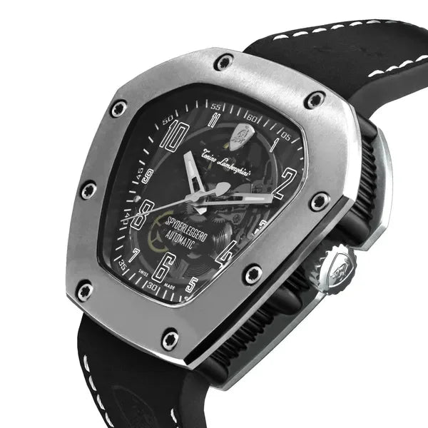 Tonino Men's 'SPYDERLEGGERO' Skeleton Dial Black Leather Strap Automatic Watch TLF-T06-1