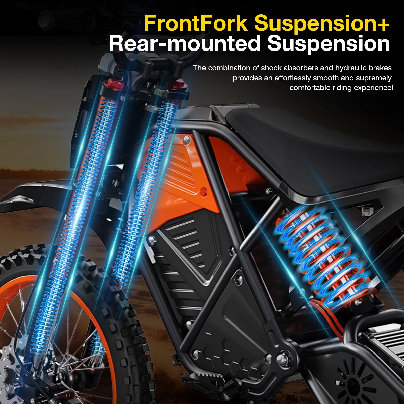 3000W Off Road Electric Motorcycle, 48V22.5AH Lithium Battery, Speed Of 37.5MPH and a Range Of 60 Miles,Adult Electric Dirt Bike