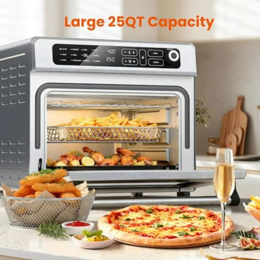 25QT Air Fryer Toaster Oven Combo 12-in-1 Large Convection Airfryer Oven with 70450 Temperature Control 60-Minute Timer Bake Ro