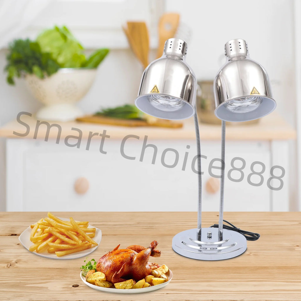 2 Light Food Heat Lamp Commercial Hotel Equipment Stainless Steel Food Warmer 110v/250w Restaurant Kitchen Buffet