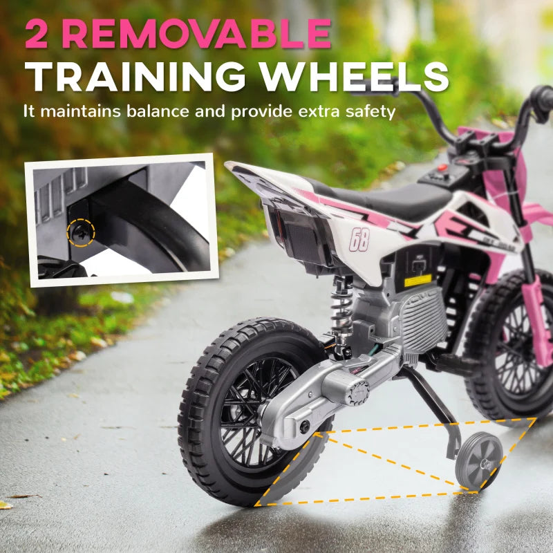 Asphalt Astm Astm cpsia Built Control Kids Motorcycle Riding Smooth Wheels Qaba Kids Dirt Bike with Twist Grip Throttle, 12V Ele