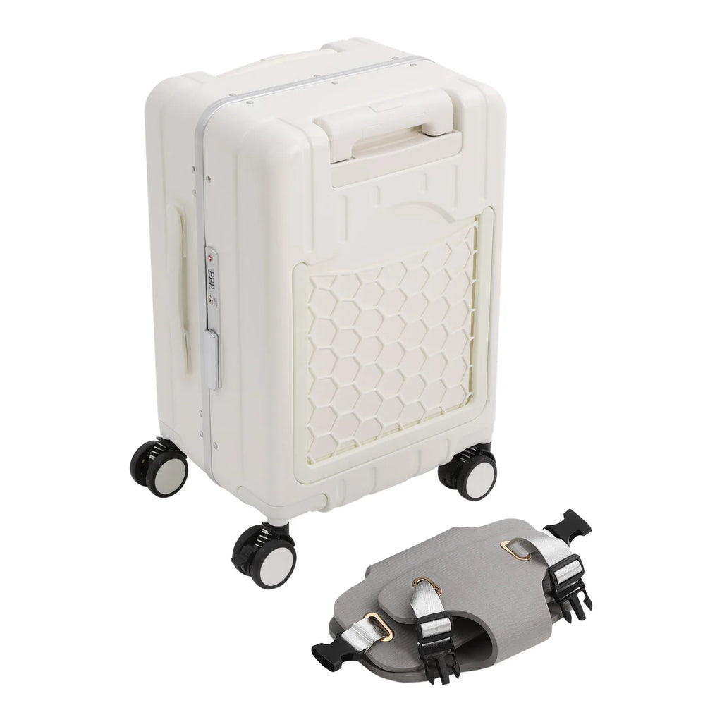 20'' Adjustable Double Handle Carry on Luggage, Protable Suitcase with Mesh Pocket, Ride on Luggage with Wheels & Tsa Lock