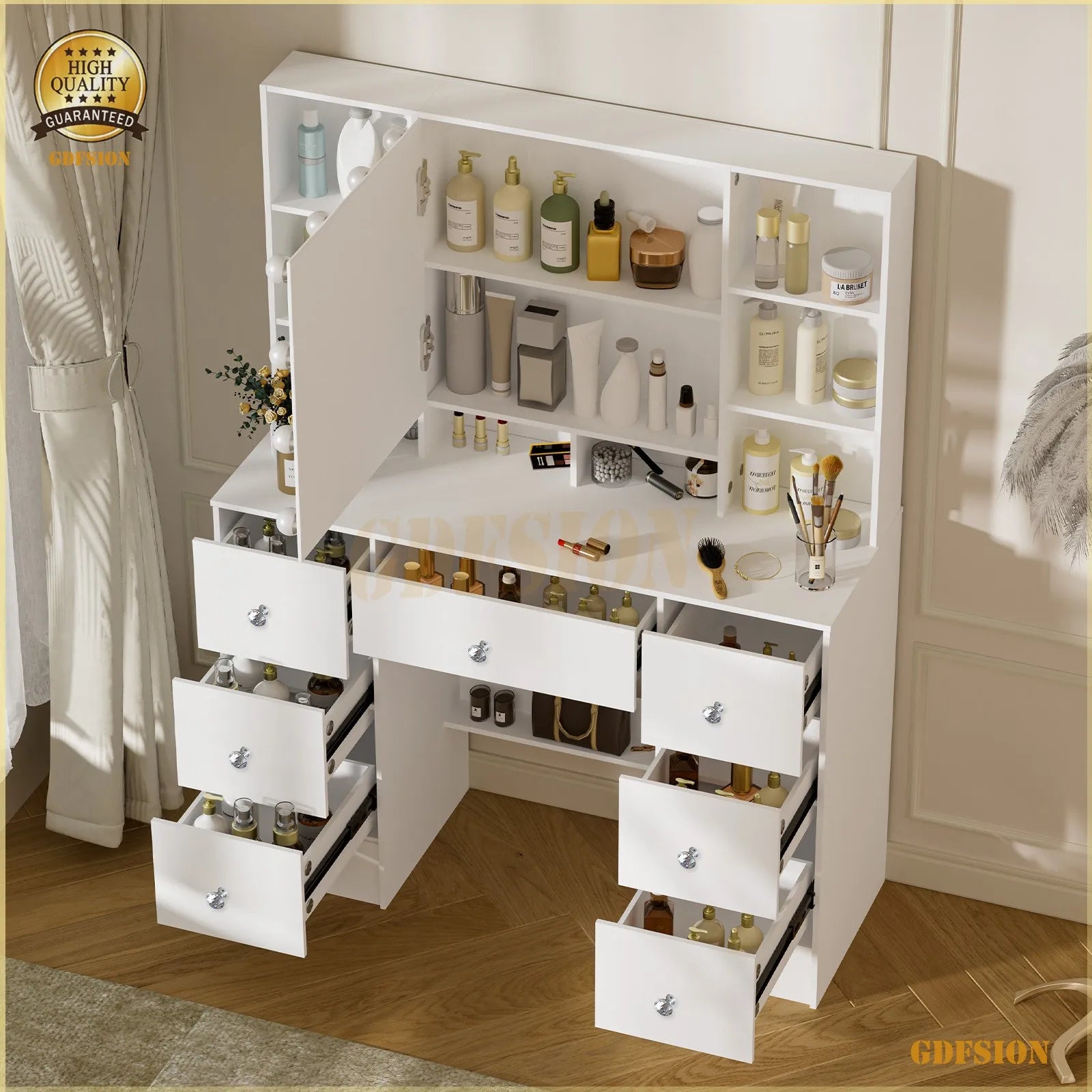 Vanity Set with 10 LED Lighted Mirror Makeup Dressing Table Dresser Desk