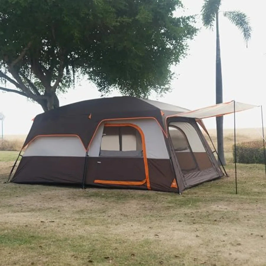 Extra Large Tent 6101214 Person StyleB Family Cabin Tents with 2 Rooms 3 Doors and 3 Windows Featuring Mesh Panels Straight Wal