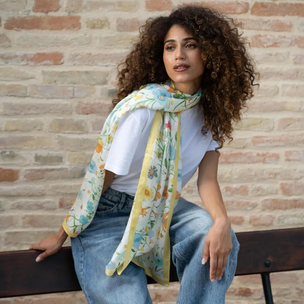 Italian Crafted 100% Silk Long Fashion Scarves for Women - Luxurious Style & Comfort