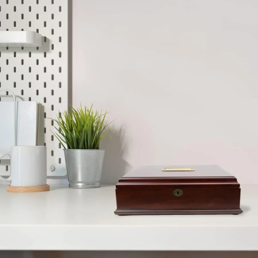 Antico Wooden Lockable Memory and Treasure Box for Keepsakes Photos Letters Jewelry and More