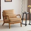 Mid-Century Modern Accent Chair, Living Room Chairs with Pillow Corduroy Upholstered Lounge Armchair with Solid Wood Frame