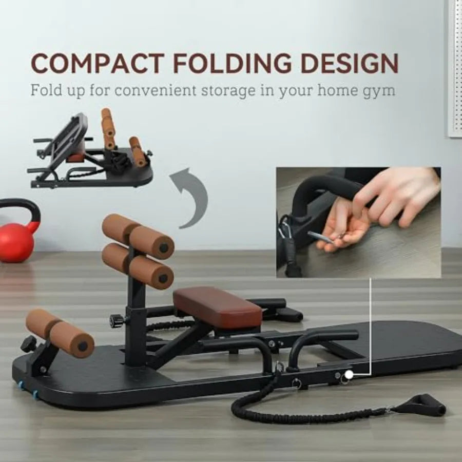 Foldable Sissy Squat Machine with Push Up Stand and Wheels for Home Gym Multipurpose Glute Workout Equipment in Black Compact D