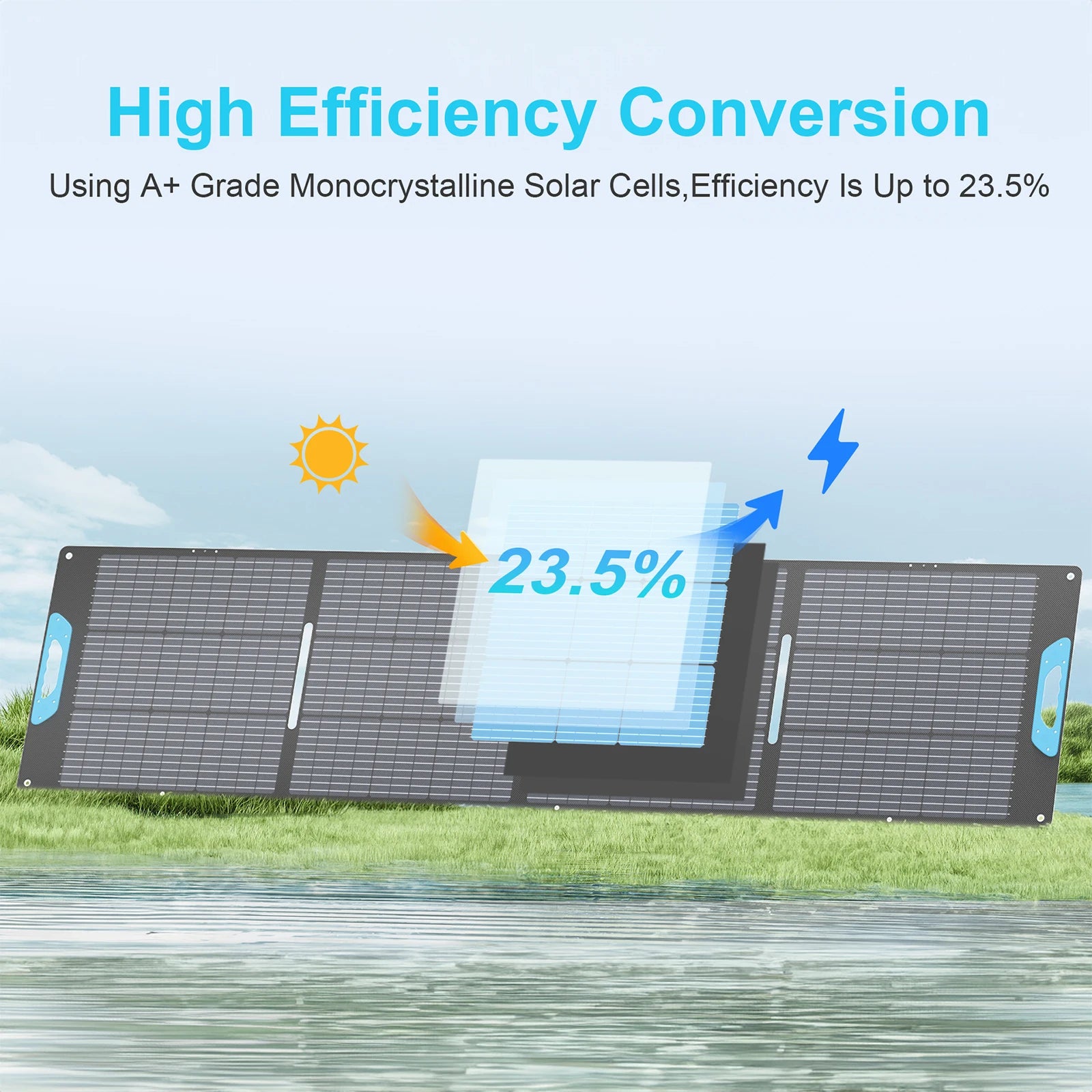 E-POWO 220W Portable Solar Panel for Power Station, Hurricane Preparedness Items, 26V Solar Charger with Solar Cable for Camping