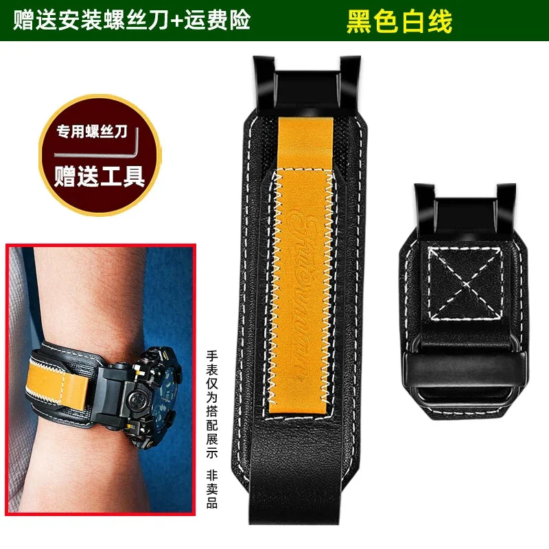 GWG-B1000 Modified Cowhide strap for Casio G-SHOCK third-generation Big Mud King for First /second generation GWG-1000/GWG-2000