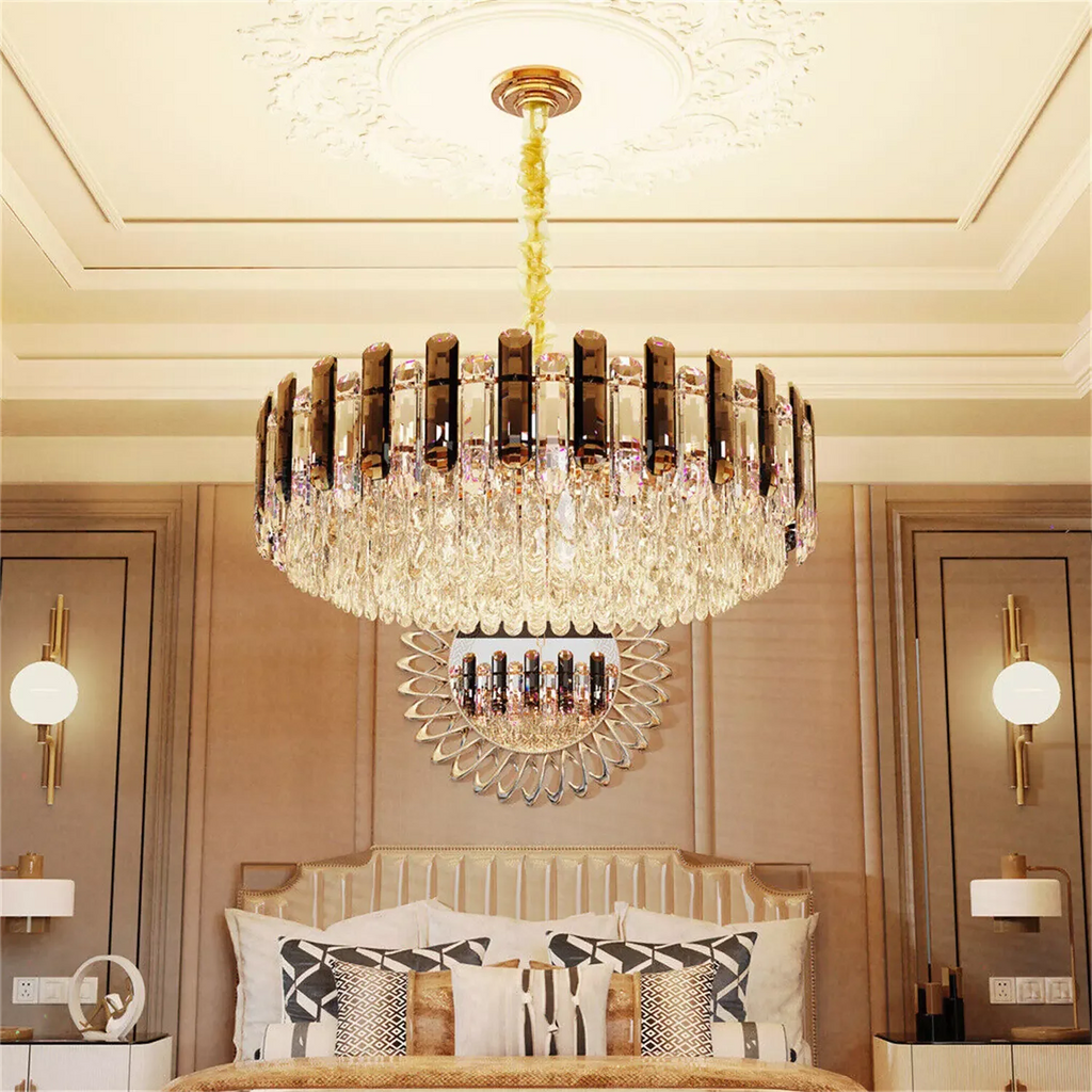 LUVODI 80cm Round Crystal Chandelier Light Super Bright Pendant Ceiling Light for Home Hotel Funiture