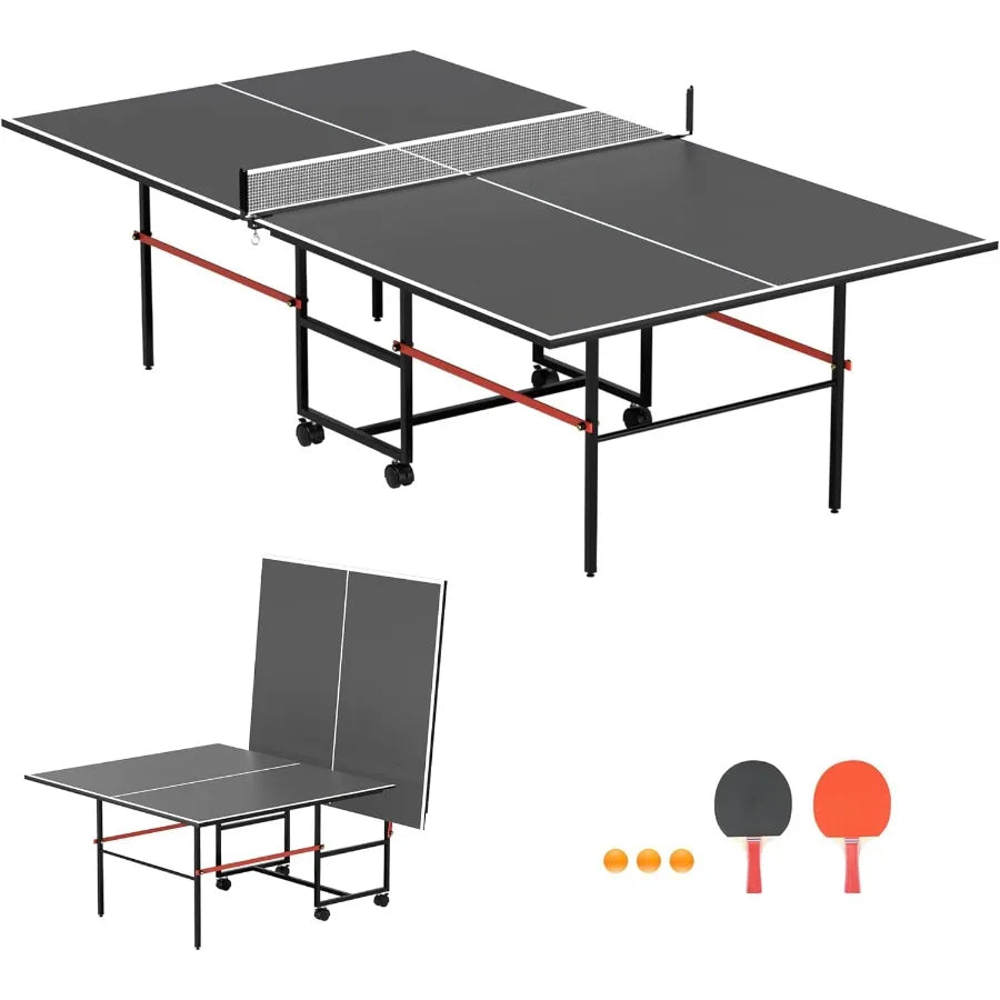 Foldable Ping Pong Table Indoor Outdoor 8X4 FT Professional Table Tennis Table with Net 2 Paddles 3 Balls Tournament Quality Fo
