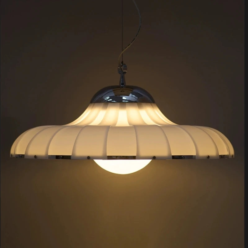 Middle Aged Style Double Layered Diffuse Reflection Soft Light Living Room Dining Room White Pendant Light Living Room