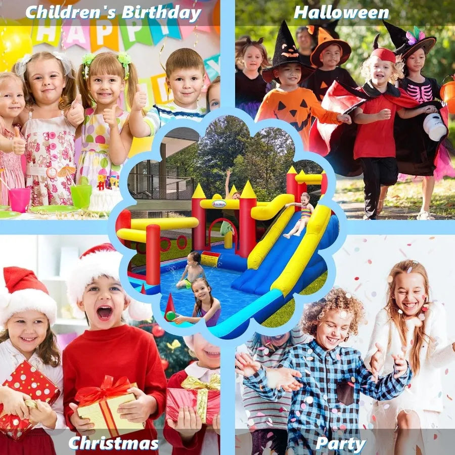Bounce HouseInflatable Bouncer with Air Blower for 310 Outdoor and Indoor Jumping Castle with Long Slide Trampoline Obstacles C