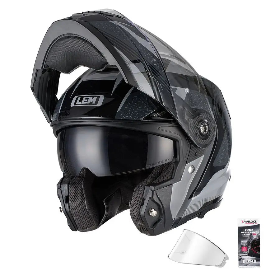 Modular Motorcycle Helmets Fiberglass, Full Face Motorcycle Helmet Flip Up for Touring, DOT Certified, Release Sun Visor amp Rem