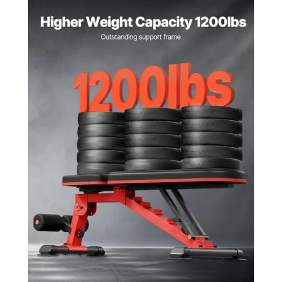 Weight Bench 1200lbs Heavy Duty Stable Weight Bench Press for Full Body Workout Adjustable Exercise Sit up Bench for Home Gym S