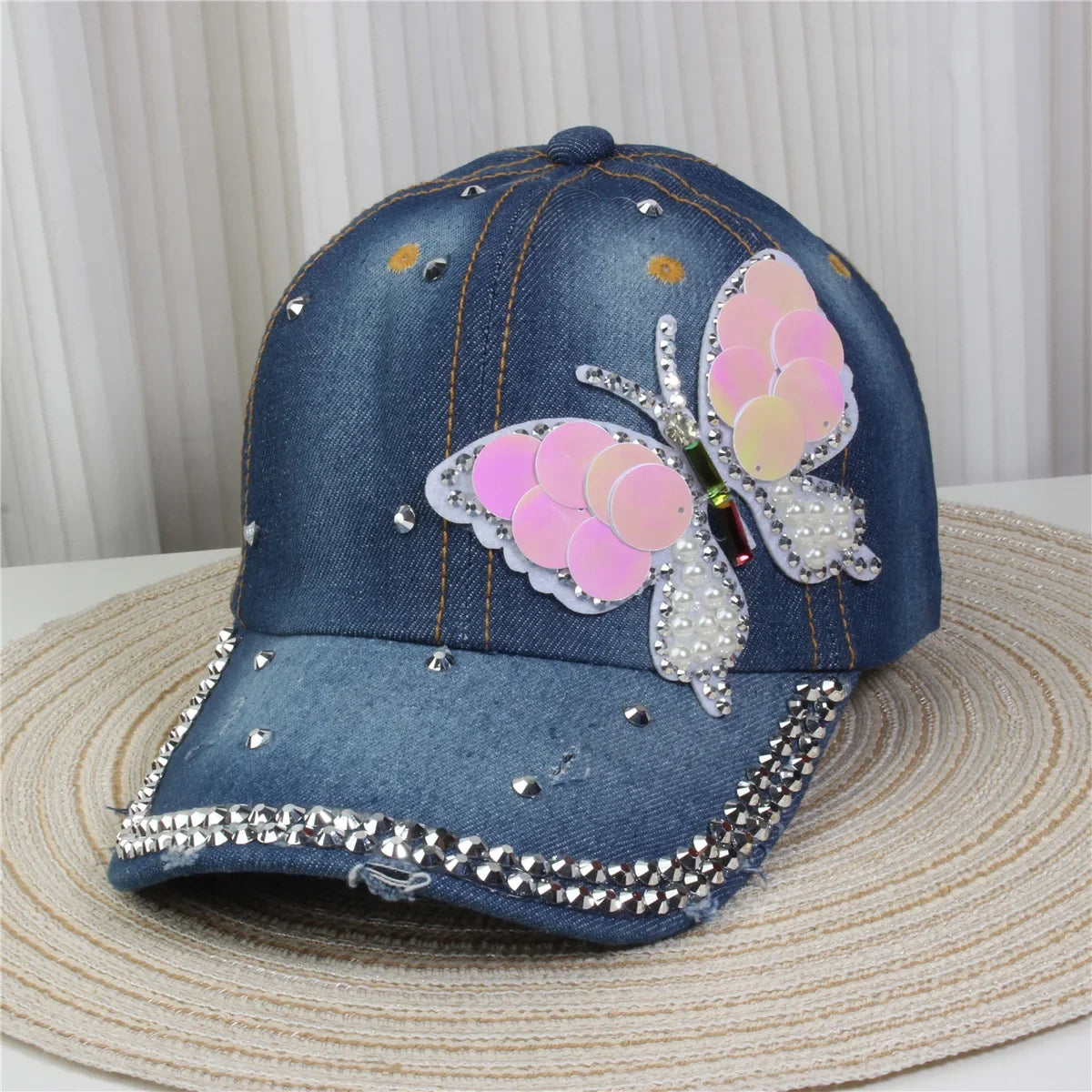 Wholesale Denim Baseball Caps Bling Rhinestone "TAKE ""LOVE" Heart  Snapback Hat A Dozen 12 pieces Mixed order