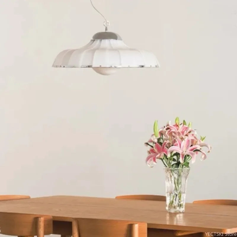 Middle Aged Style Double Layered Diffuse Reflection Soft Light Living Room Dining Room White Pendant Light Living Room