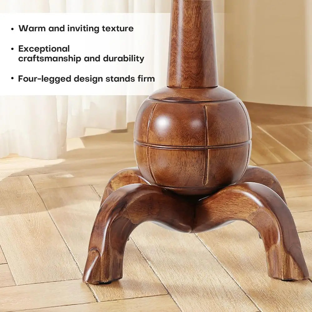 Wooden Coat Rack Freestanding with 8 Hooks, Heavy Duty Coat Hanger Stand with Stable Base, Vintage Coat Tree Standing